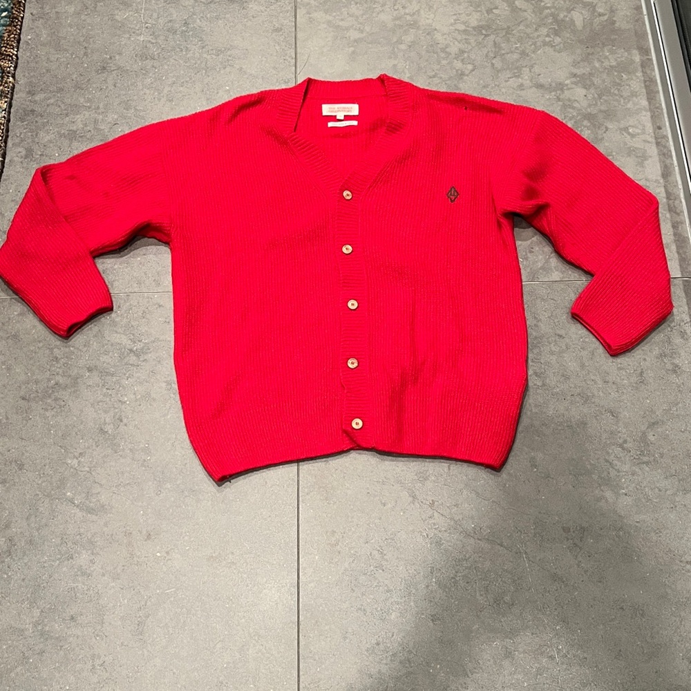 The Animals Conservatory Red Cardigan Sweater with Button Closure